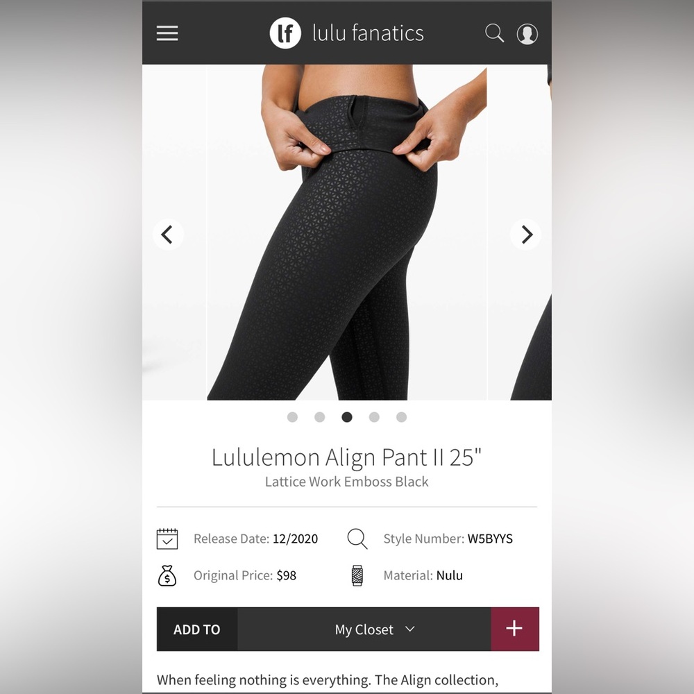 Lululemon Align Pant 25"